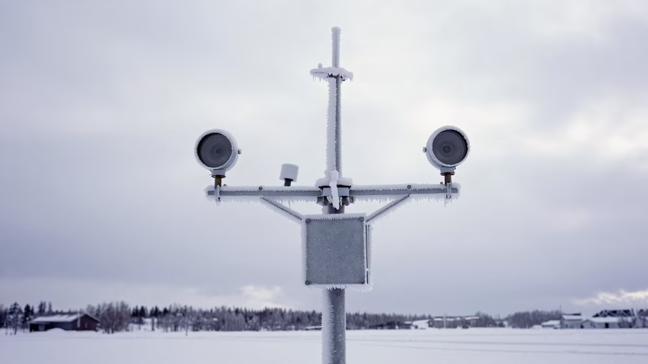 Iced Weather Station Mast Kiruna Spring in in Kiruna