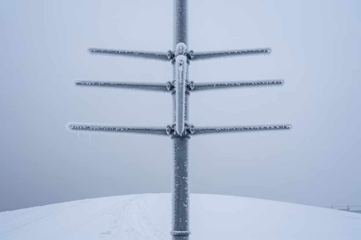 Iced Weather Station Mast in Oslo Winter in in Oslo