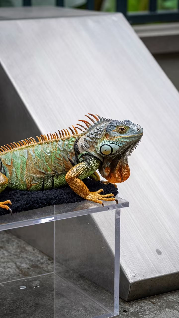 Iguana Soaking in Wet Season Light Near Thu Thiem in near Thu Thiem, Ho Chi Minh City