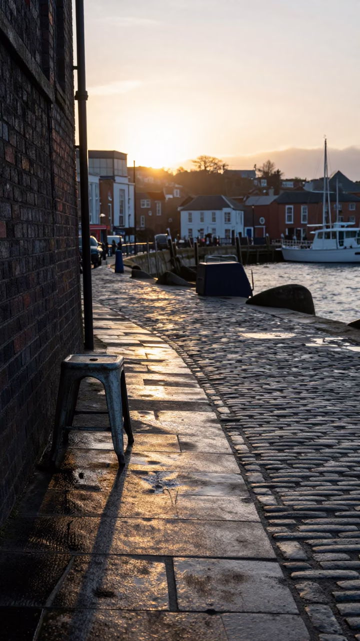 Illuminates Harbor in Bristol at As First Light Reaches The Scene in in Bristol, United Kingdom