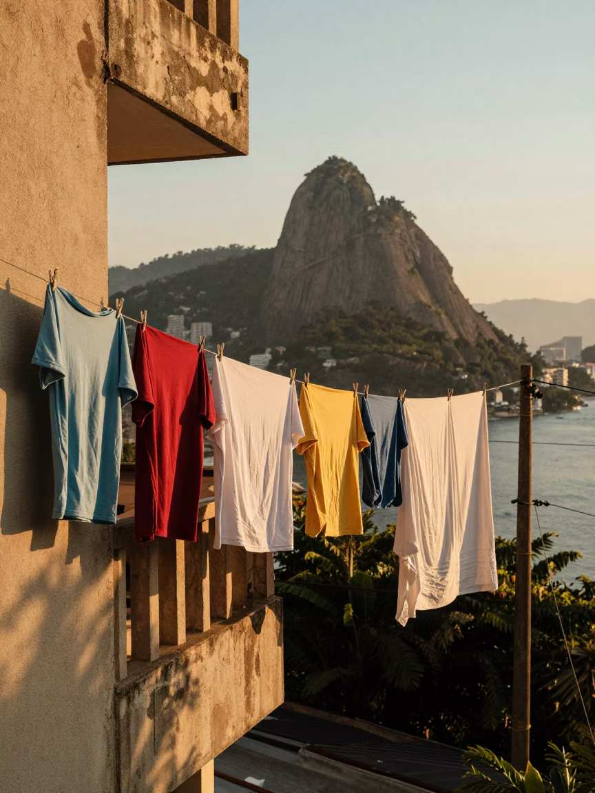 Illuminates Laundry at Golden Hour in Rio De Janeiro in in Rio de Janeiro, Brazil