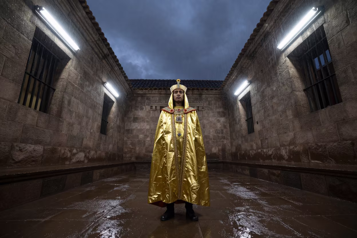 Inca Regalia in Night Prayer Hall in in a prayer hall near Cusco