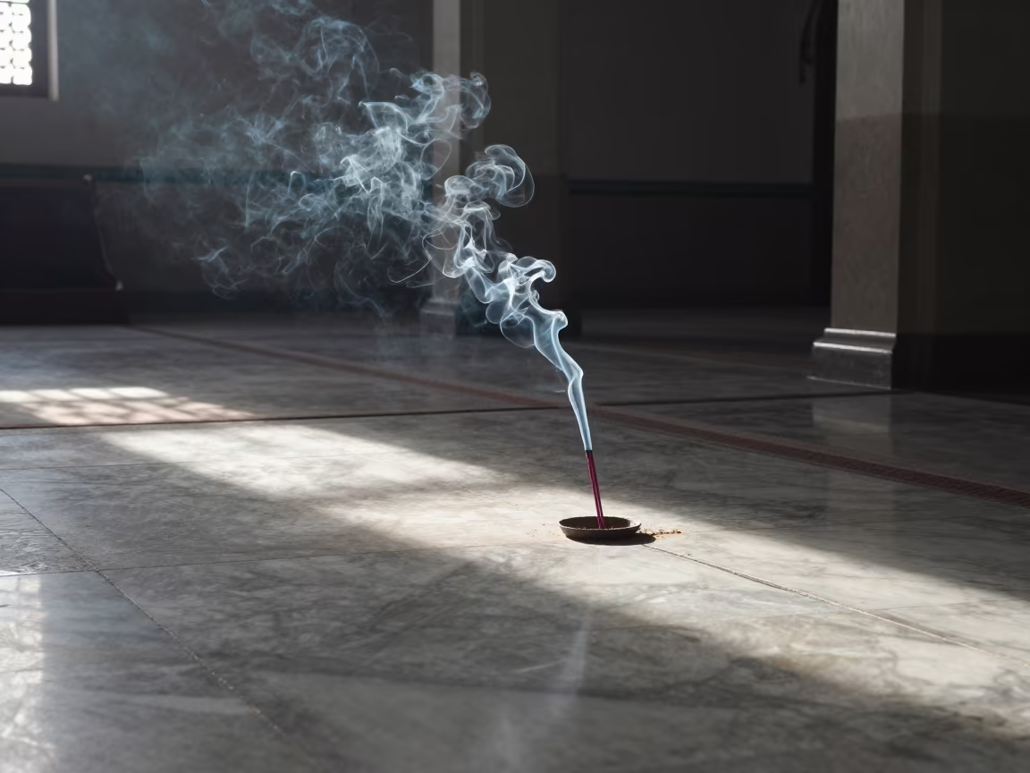 Incense Smoke in Mixco Mosque Dawn in in a mosque prayer hall in Mixco