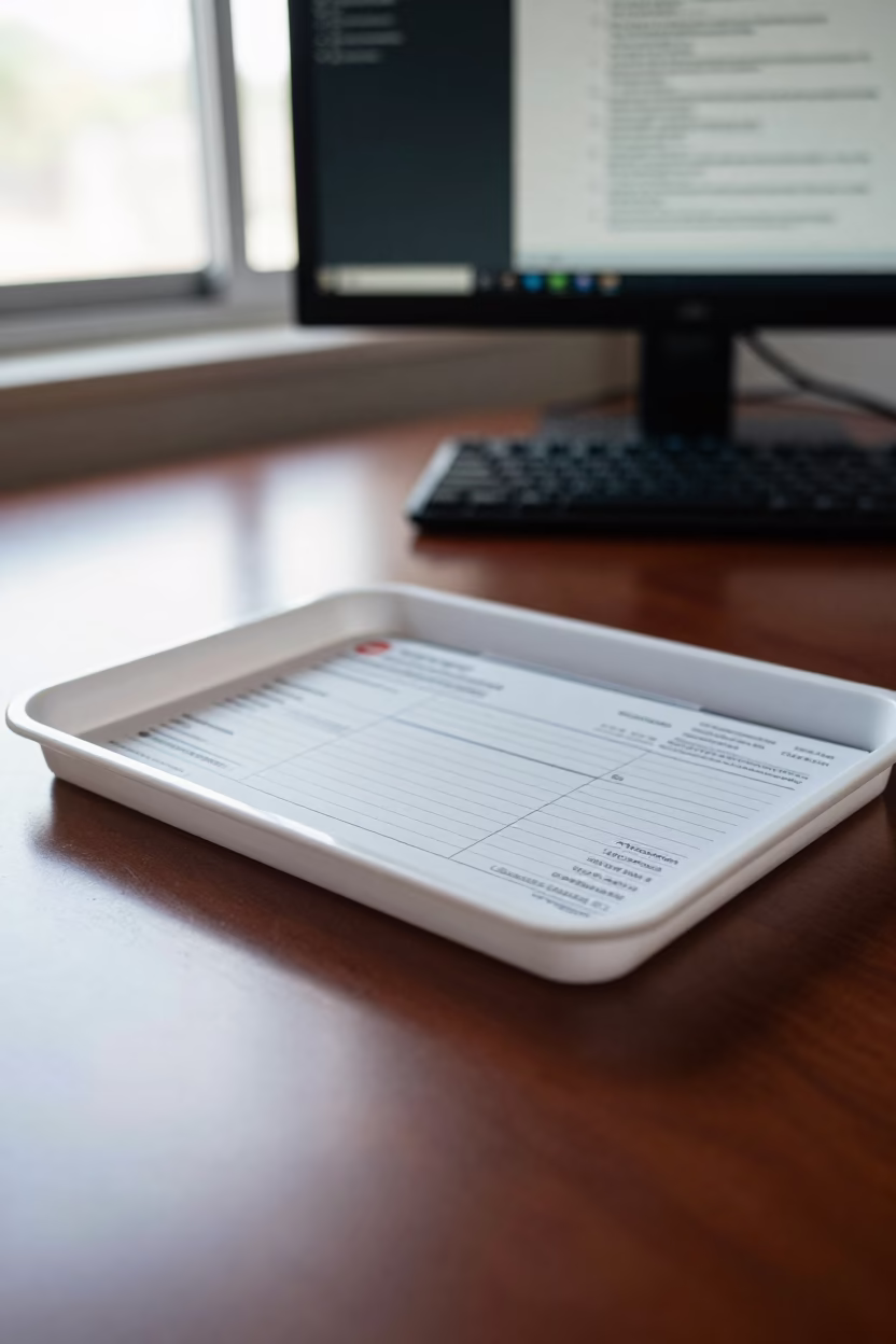 Incident Report Tray in Puerto Barrios Office in in an operations center under monitor glow in Puerto Barrios