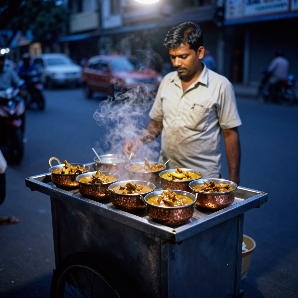 Indian Curry in Mumbai at Blue Hour in in Mumbai, India