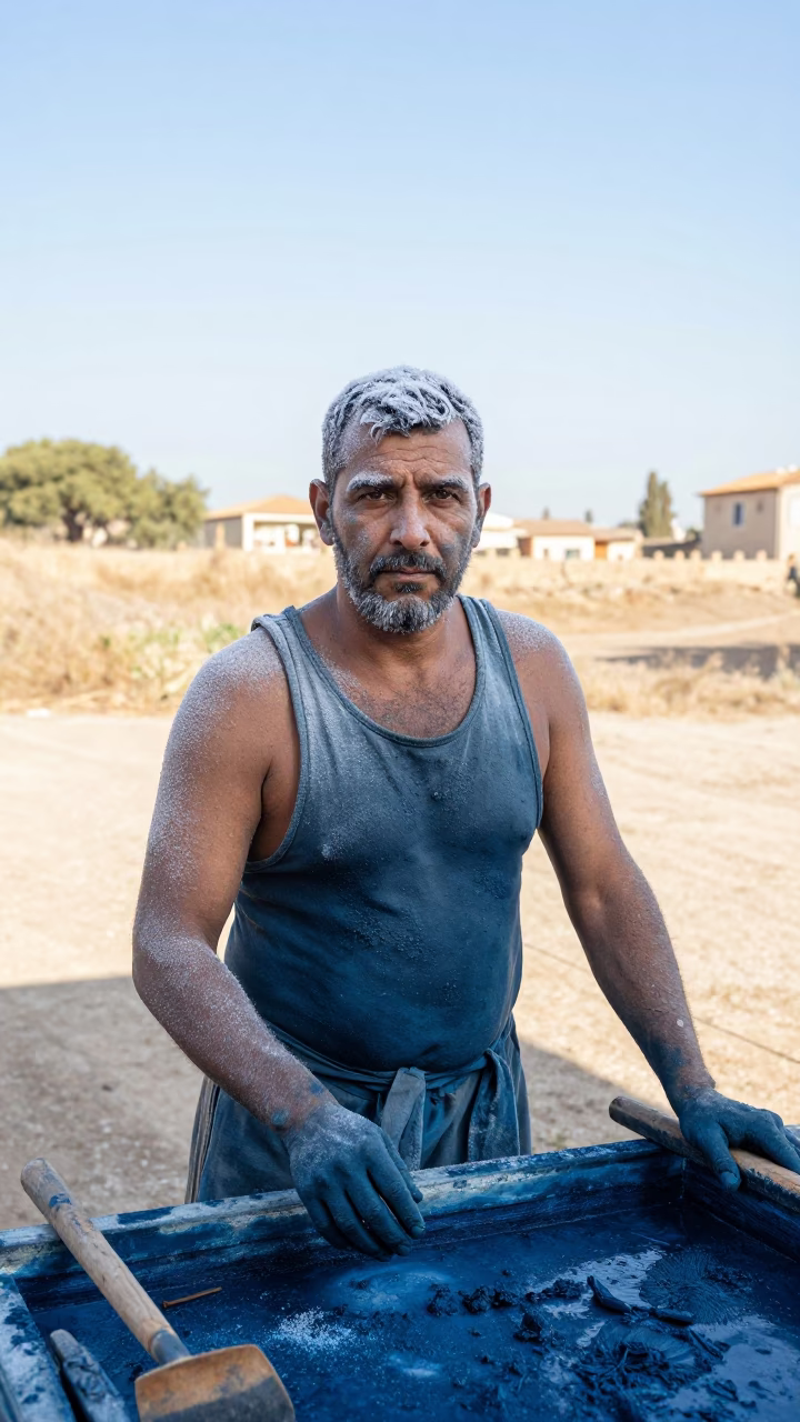 Indigo Dyer Portrait with Stained Hands Near Latina in near Latina