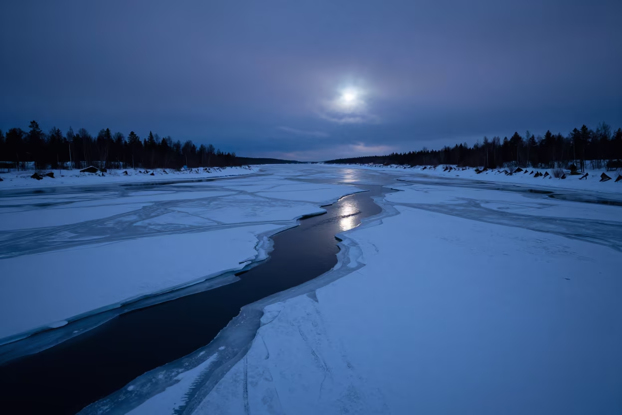 Indigo Frozen River Pressure Ridges Finland in in Finland
