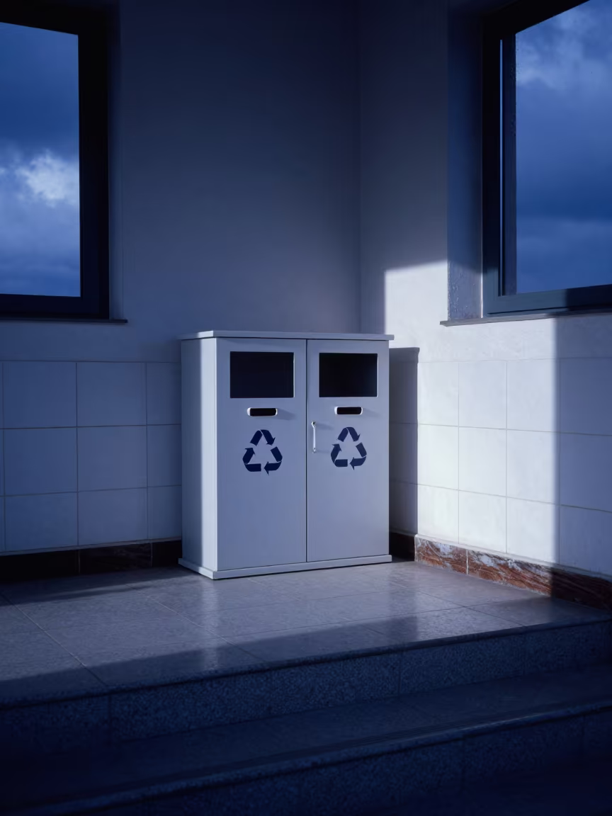 Indigo Office Recycling Hall After Rain in inside a tiled stair hall in Adıyaman