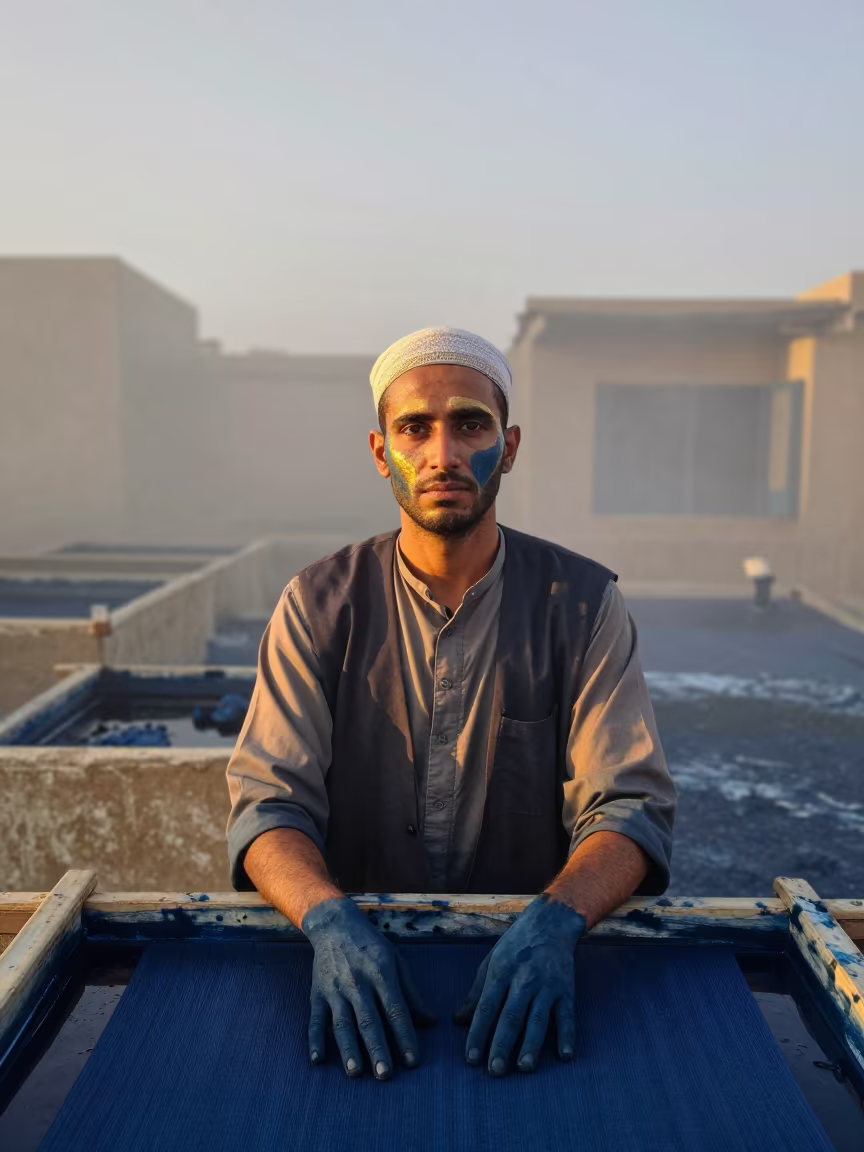 Indigo Stained Hands Portrait in Tanta Evening in in Tanta