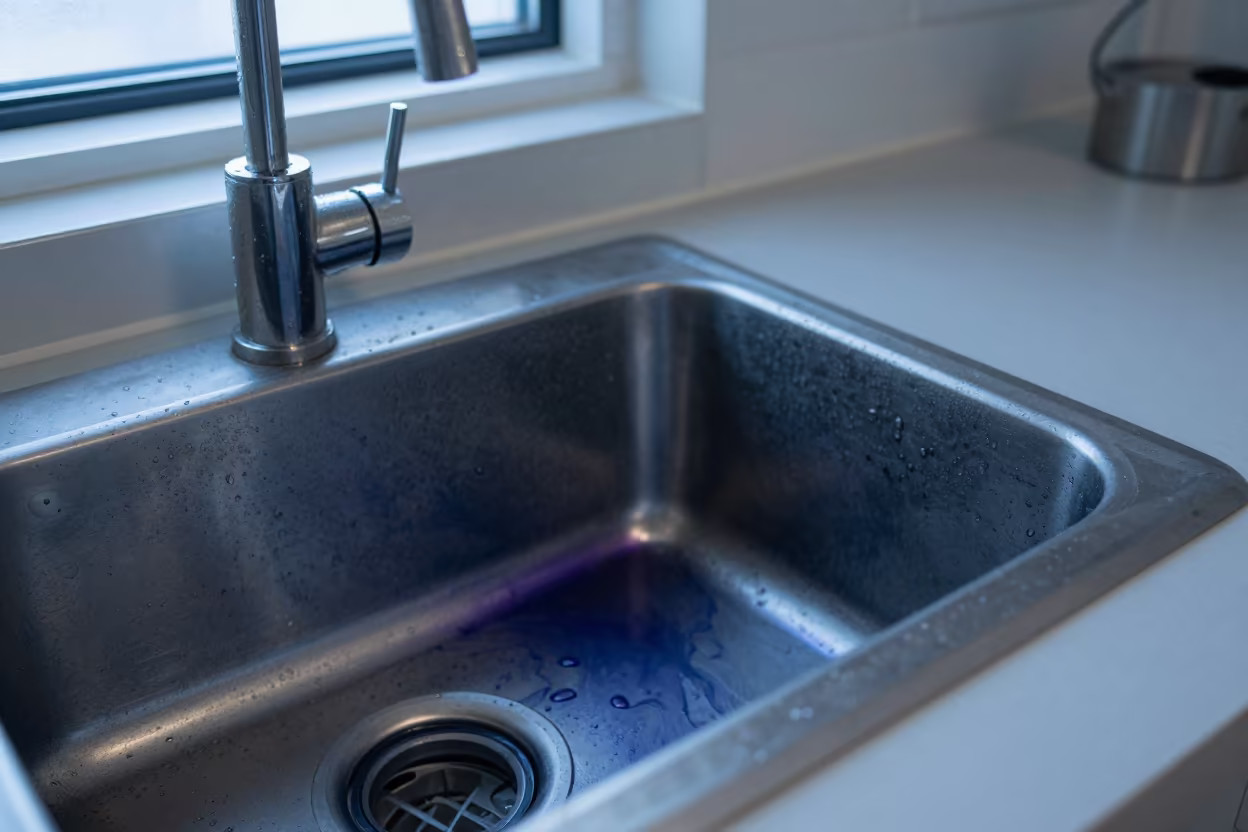 Indigo Stained Laboratory Sink in Oral Clean Room in inside a clean room in Oral