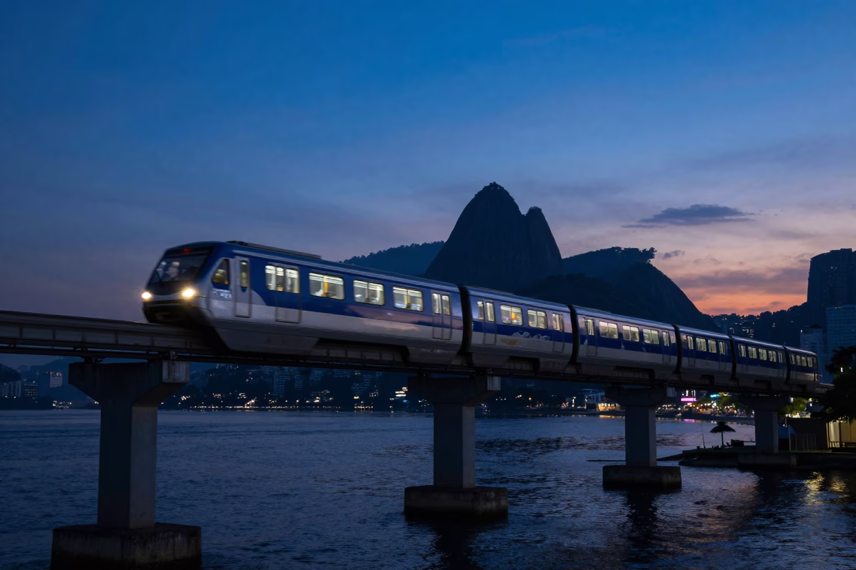 Indigo Twilight After Sunset on Above River in Rio De Janeiro in in Rio de Janeiro, Brazil