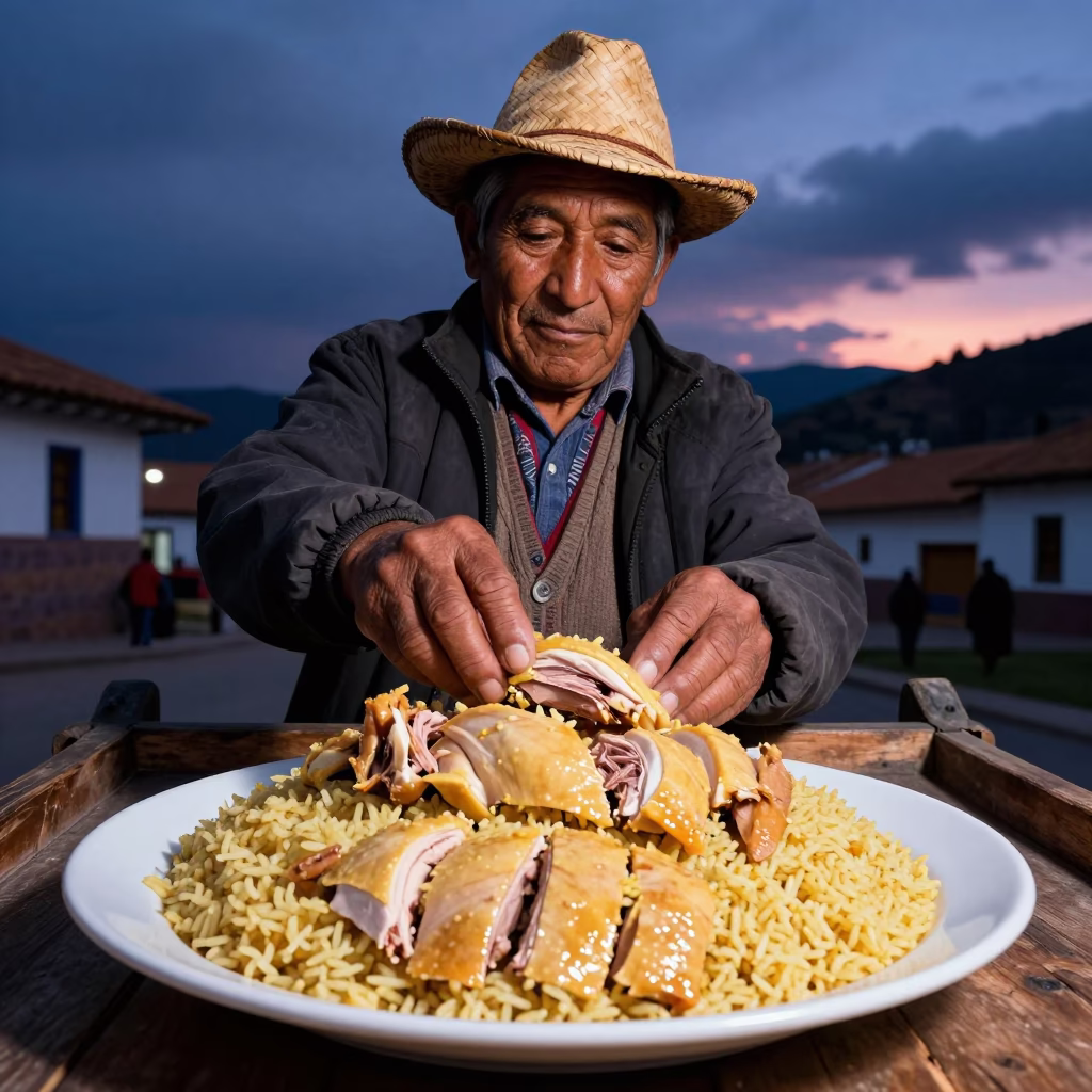Indigo Twilight After Sunset on Chicken Rice in Cusco in in Cusco, Peru