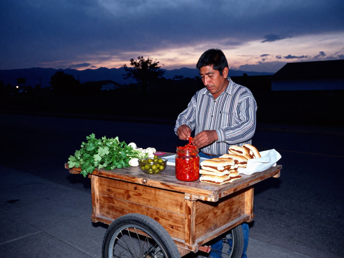 Indigo Twilight After Sunset on Chicken Sandwiches in Lima in in Lima, Peru