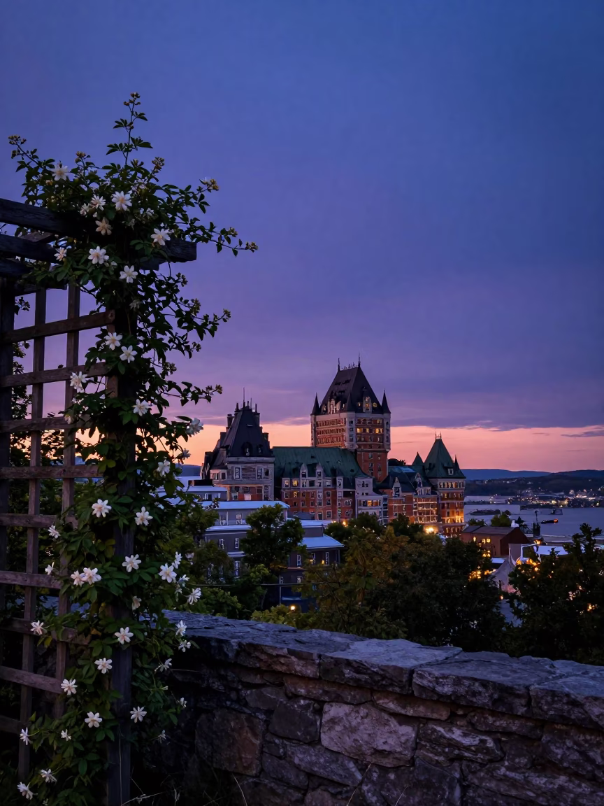 Indigo Twilight After Sunset on Horizon Shot in Quebec City in in Quebec City, Quebec, Canada