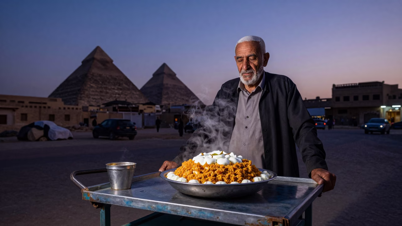 Indigo Twilight After Sunset on Hot Fatteh in Cairo in in Cairo, Egypt