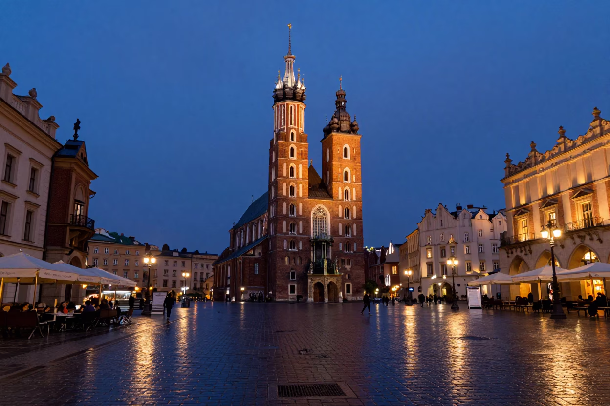 Indigo Twilight After Sunset on Indigo Twilight in Krakow in in Krakow, Poland