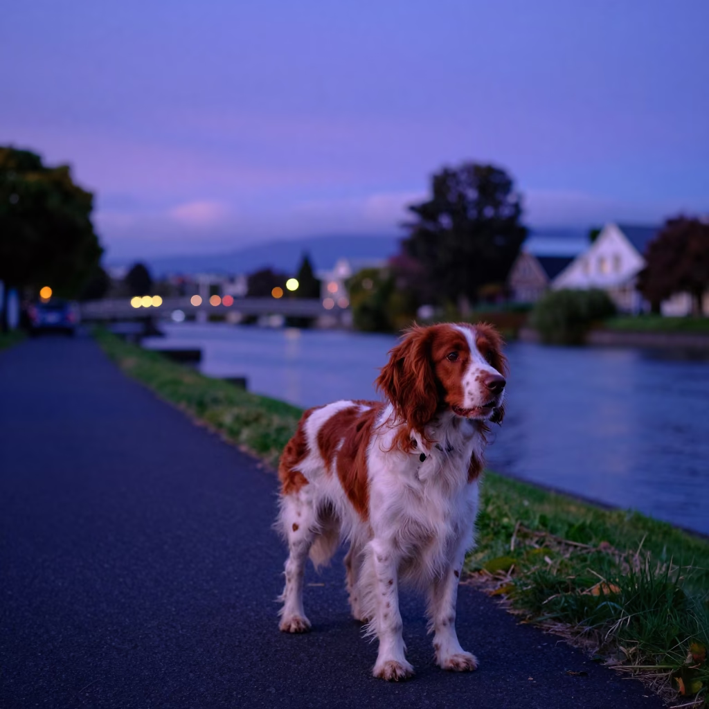 Indigo Twilight After Sunset on Street Scene in Christchurch in in Christchurch, New Zealand