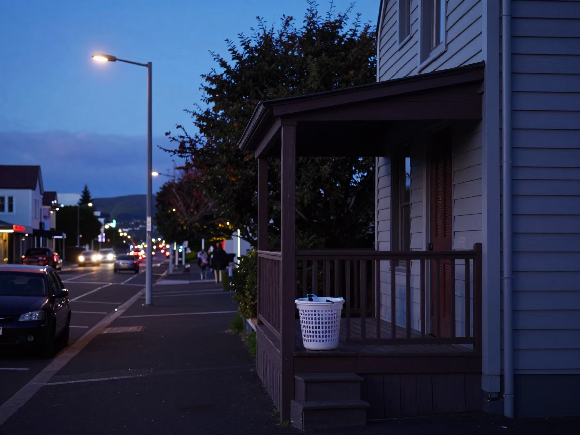 Indigo Twilight After Sunset on Street Scene in Christchurch in in Christchurch, New Zealand