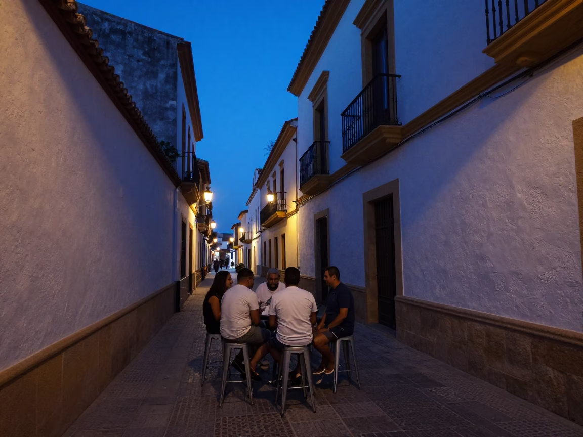 Indigo Twilight After Sunset on Street Scene in Valencia in in Valencia, Spain