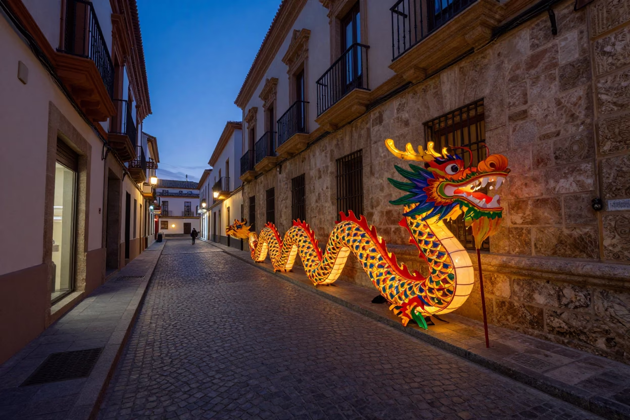 Indigo Twilight After Sunset on Street Scene in Valencia in in Valencia, Spain