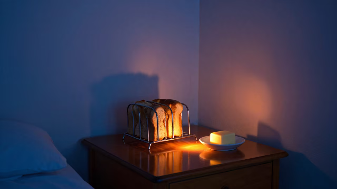 Indigo Twilight Breakfast Table in Minya in on a bedside table in Minya