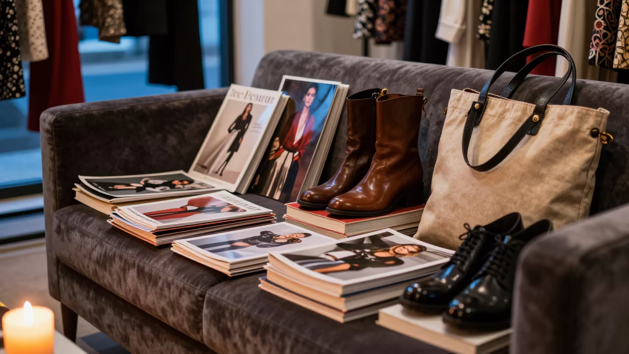 Indigo Twilight Fashion Showroom Sofa Piled in inside a couture atelier in Meerut