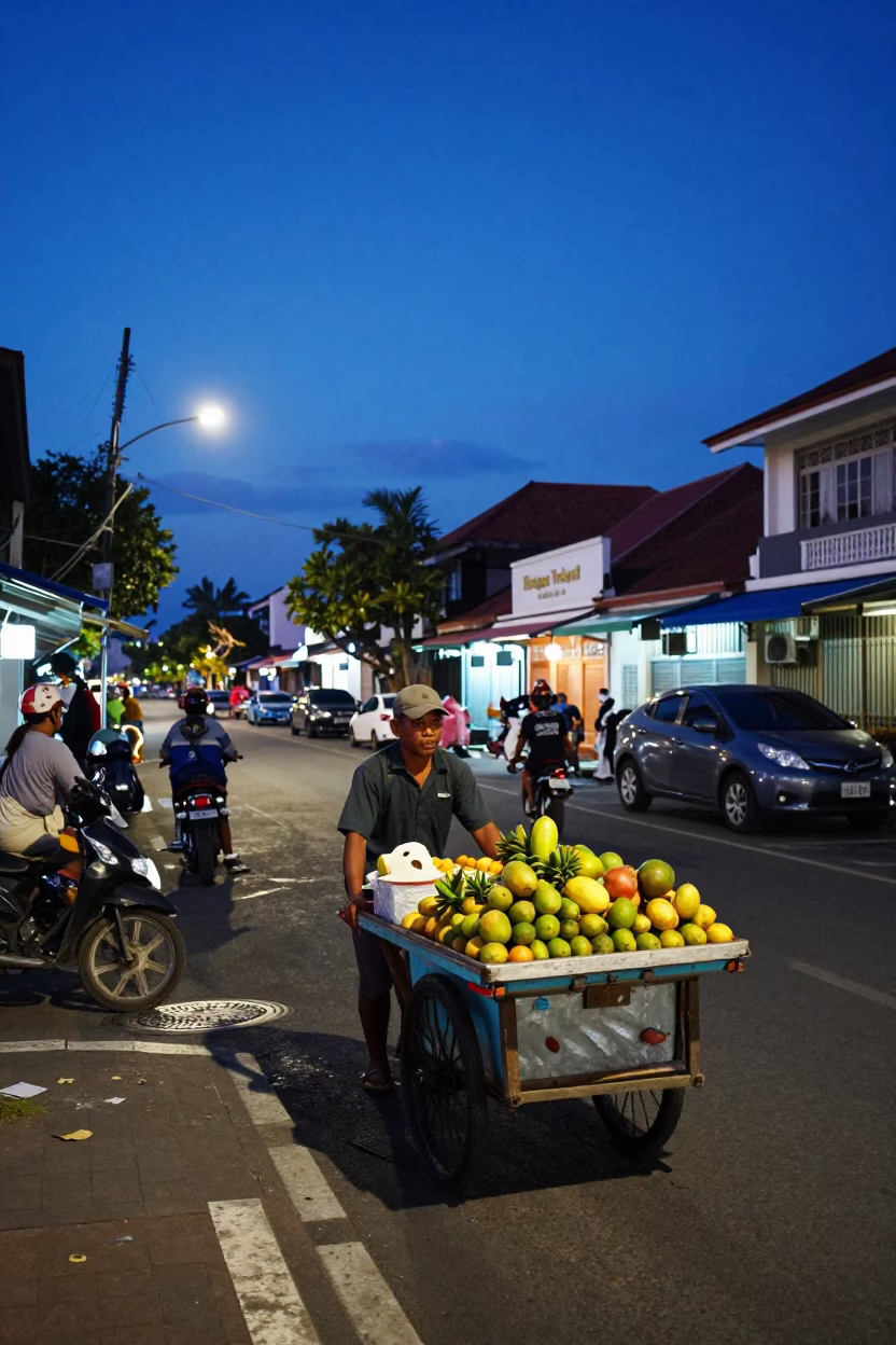 Indigo Twilight in Denpasar at Indigo Twilight After Sunset in in Denpasar, Indonesia