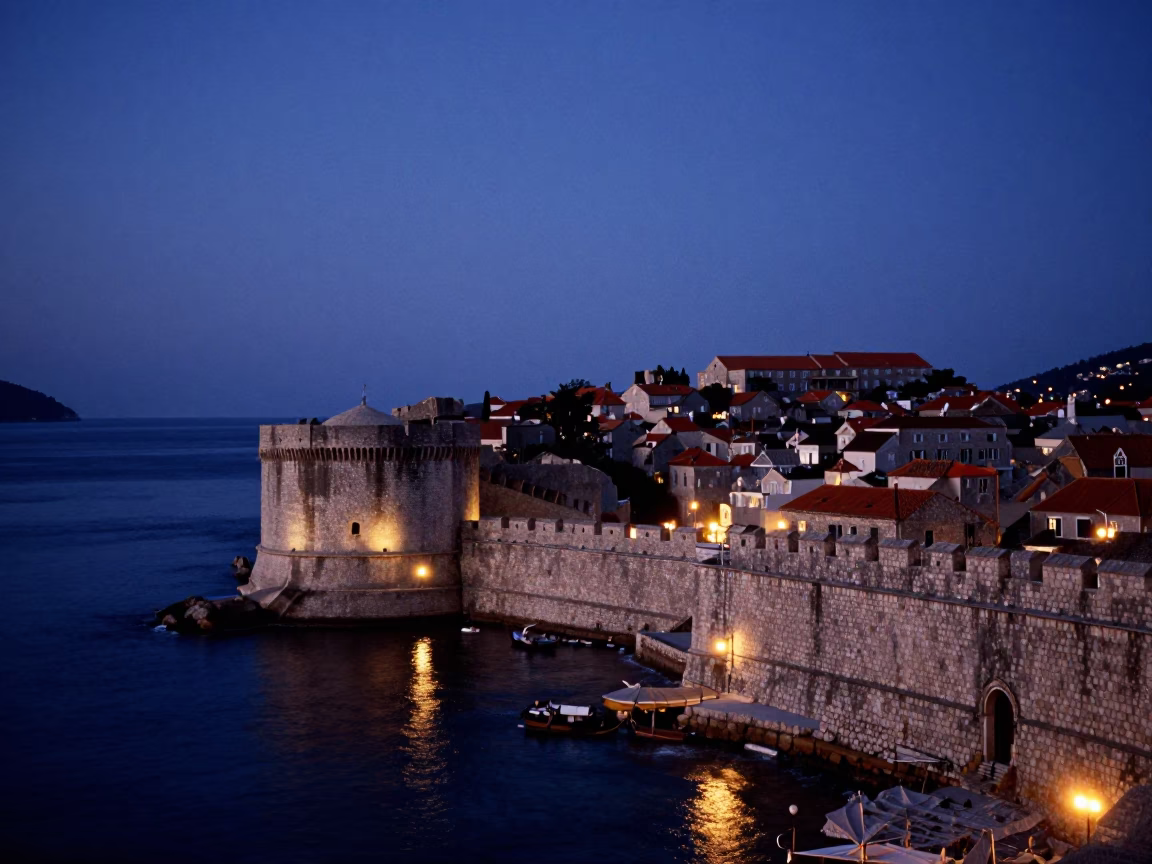 Indigo Twilight in Dubrovnik at Indigo Twilight After Sunset in in Dubrovnik, Croatia