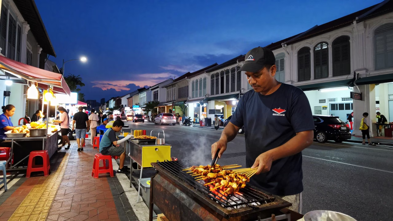 Indigo Twilight in George Town at Indigo Twilight After Sunset in in George Town, Malaysia