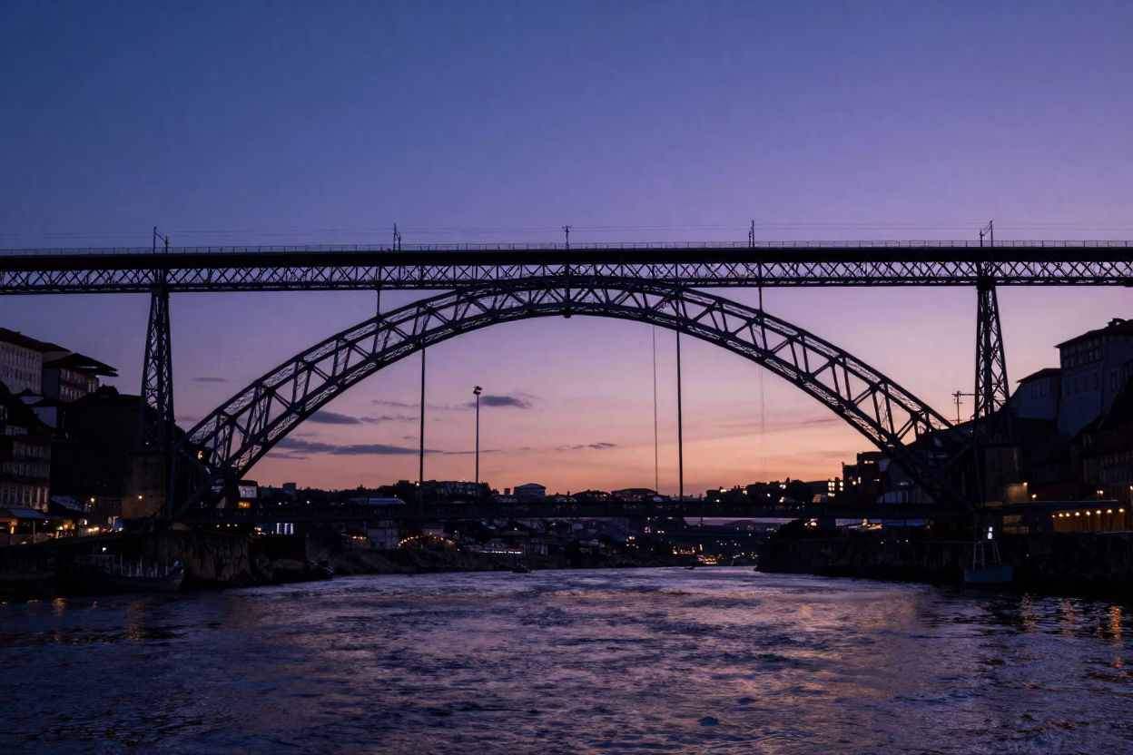 Indigo Twilight in Porto at Indigo Twilight After Sunset in in Porto, Portugal
