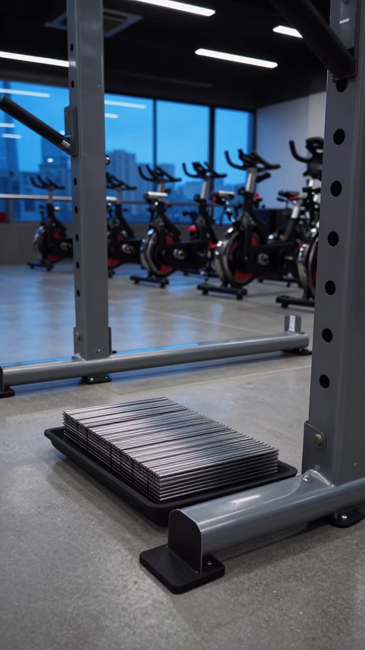 Indigo Twilight J-Cup Shim Tray in Shanghai Studio in inside a spin studio under class lights in Shanghai