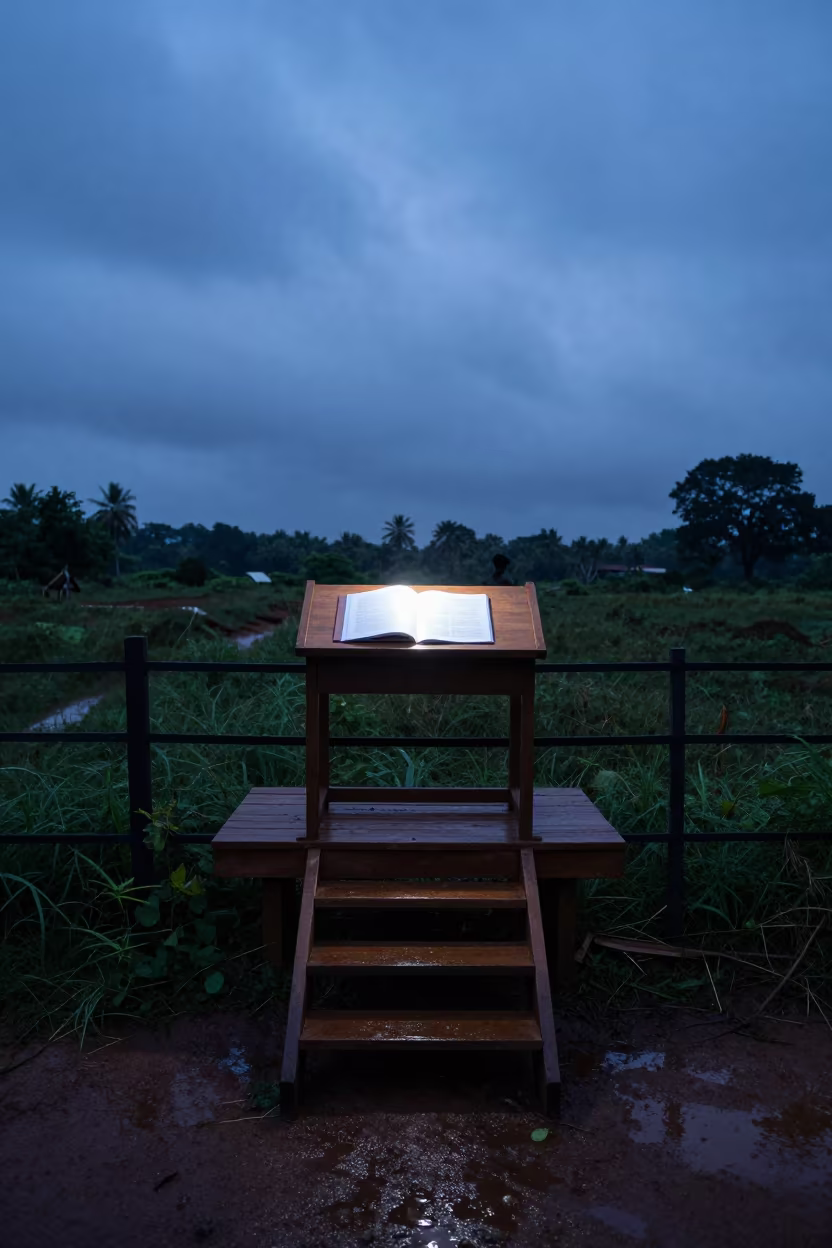 Indigo Twilight Ledger Staircase Muddy Paddock in along a muddy paddock fence in Tamil Nadu