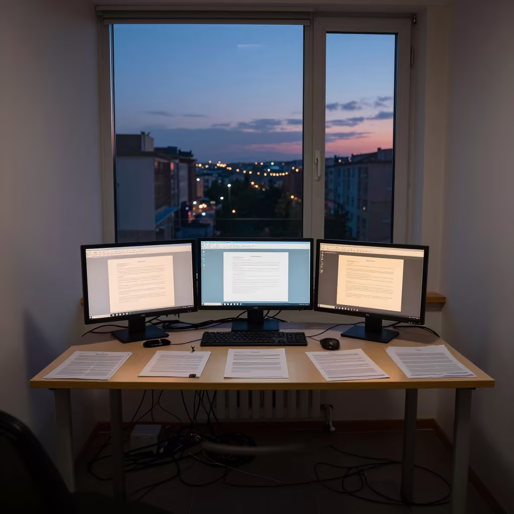 Indigo Twilight Office Contract Review Table in inside an open-plan office bay near Erzurum