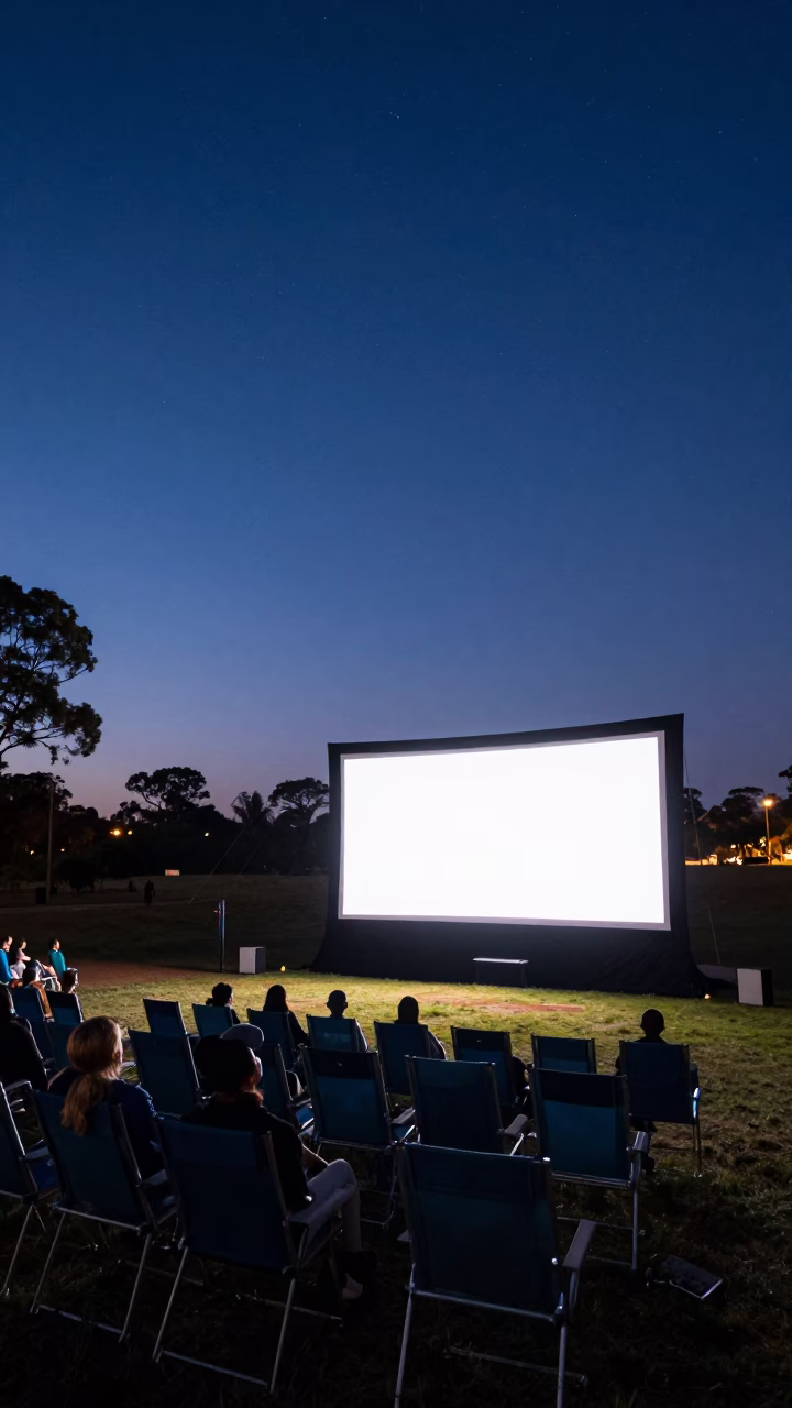 Indigo Twilight Over Johannesburg Outdoor Cinema Screening Under Starry Sky in in Johannesburg, South Africa