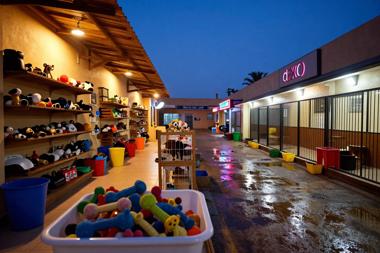 Indigo Twilight Pet Store Aisle N'Djamena Wet Season in inside a pet store aisle in N'Djamena