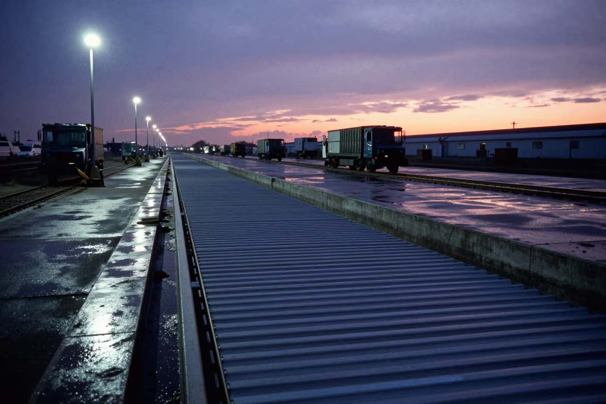 Indigo Twilight Rate Sheet on Rail Yard Dock in at a rail yard near Yeumbeul Nord