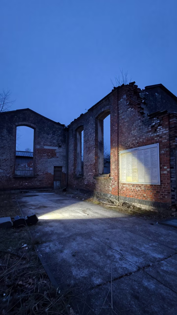 Indigo Twilight Ruin Courtyard Near Vantaa in inside a roofless nave near Vantaa