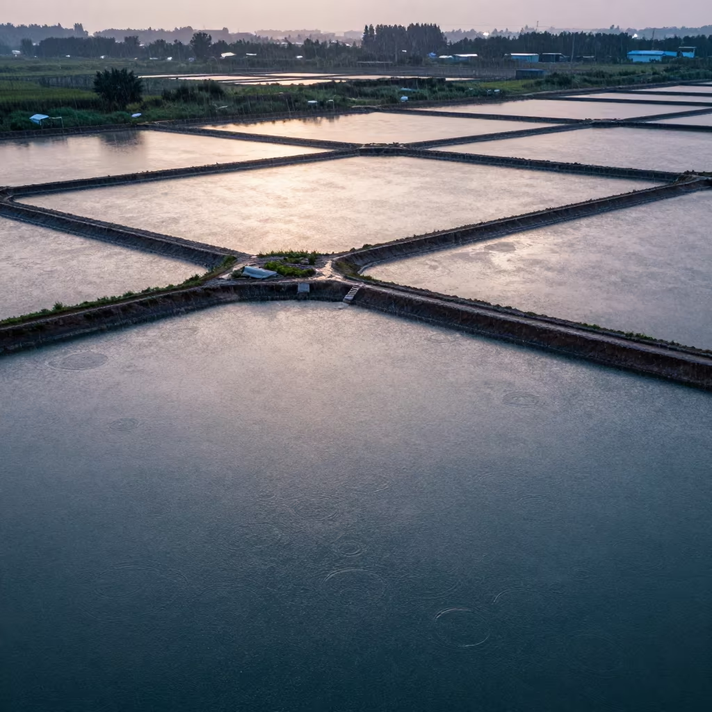 Indigo Twilight Salt Ponds Jiangsu Aerial View in in Jiangsu
