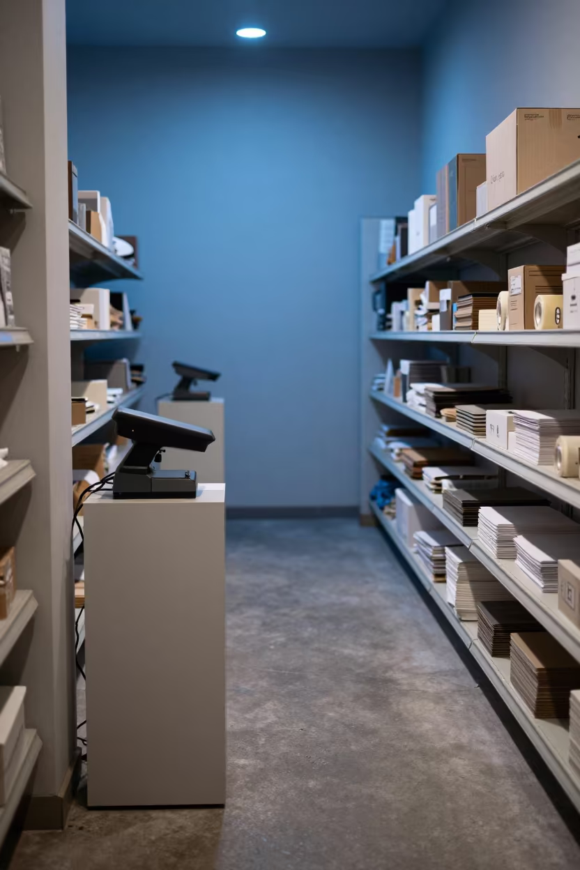 Indigo Twilight Scanner in Giza Stockroom in inside a stockroom behind the sales floor in Giza