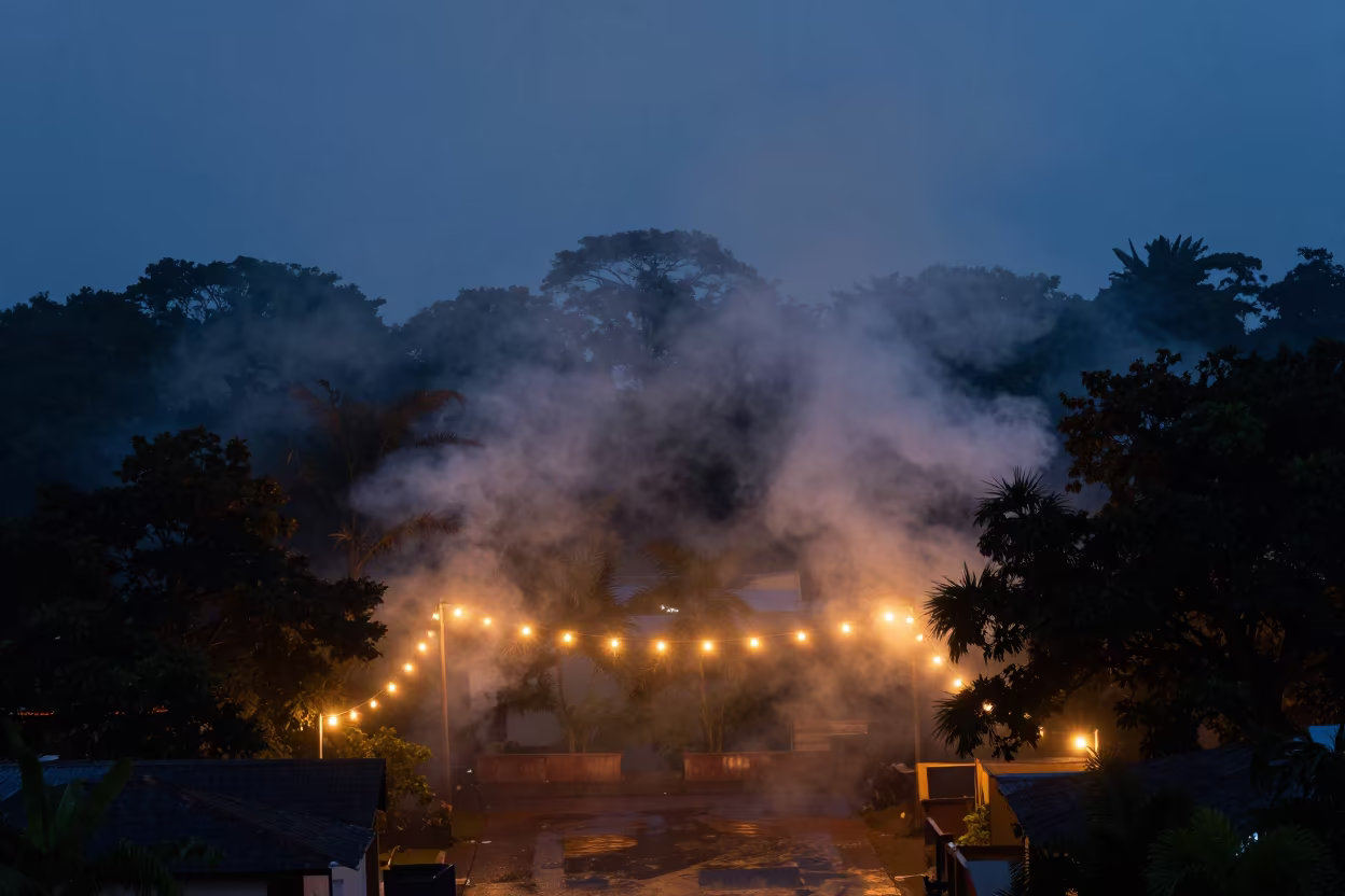 Indigo Twilight Smoke Forest Canopy Skylit Passageway in inside a skylit passageway in Ondo