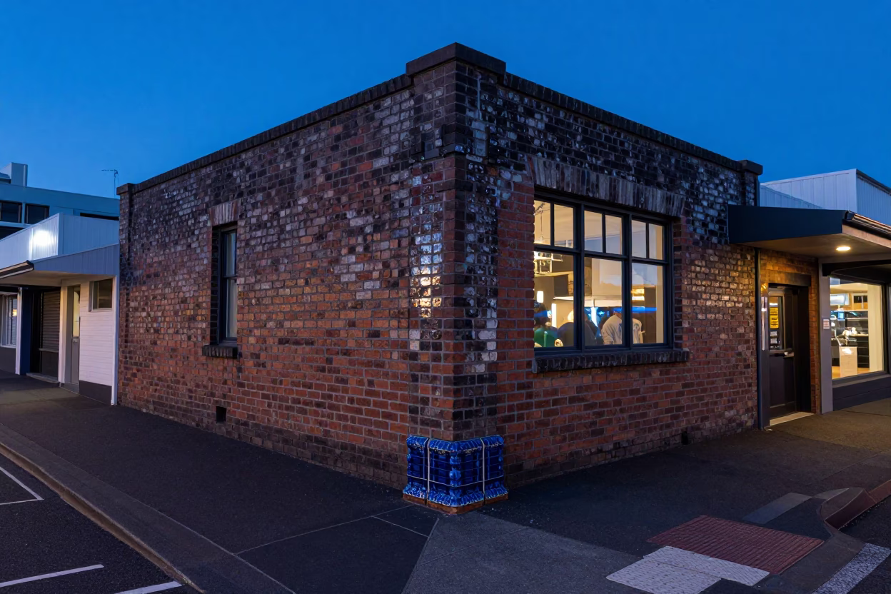 Indigo Twilight Street Scene in Auckland New Zealand with Glazed Ceramic in in Auckland, New Zealand