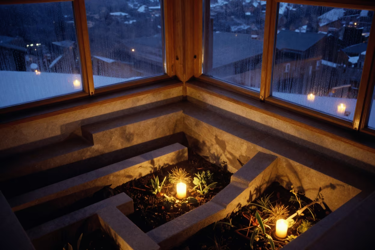 Indigo Twilight Terrace Steps Candlelight Condensation in near Zermatt
