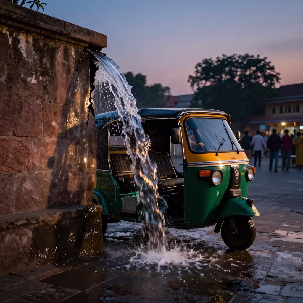 Indigo Twilight Wedding Rickshaw Jaipur in at a public square during a festival near Nahargarh, Jaipur