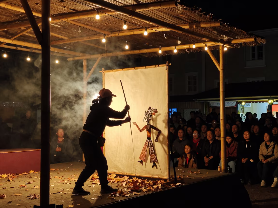 Indonesian Shadow Puppet Festival Night Salzburg in on a festival main stage in Salzburg