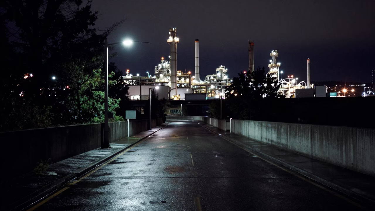 Industrial District in Seattle at Deep In The Night Light in in Seattle, Washington, United States