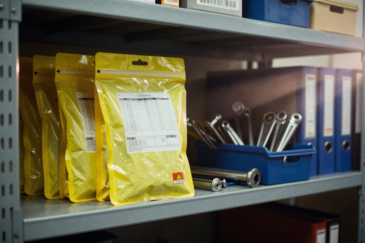 Industrial Pouch and Tools on Jos Workshop Shelf in on a workshop shelf in Jos