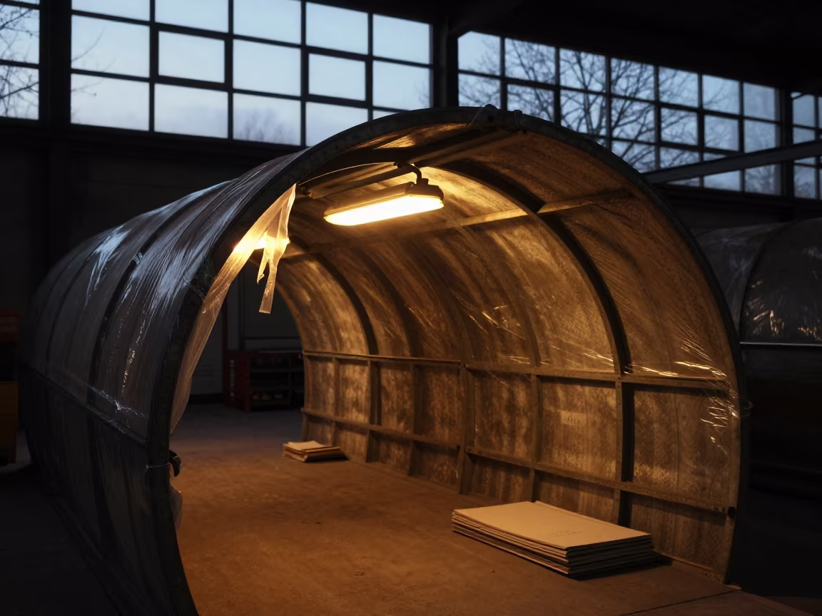 Industrial Tunnel Arch in Nantes Warehouse Aisle in inside a warehouse aisle in Nantes