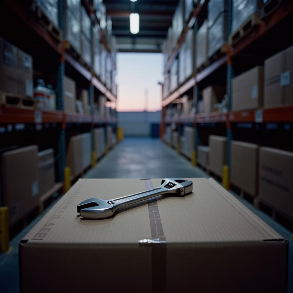 Industrial Warehouse Aisle at Nautical Dawn in Los Angeles California in in Los Angeles, California, United States