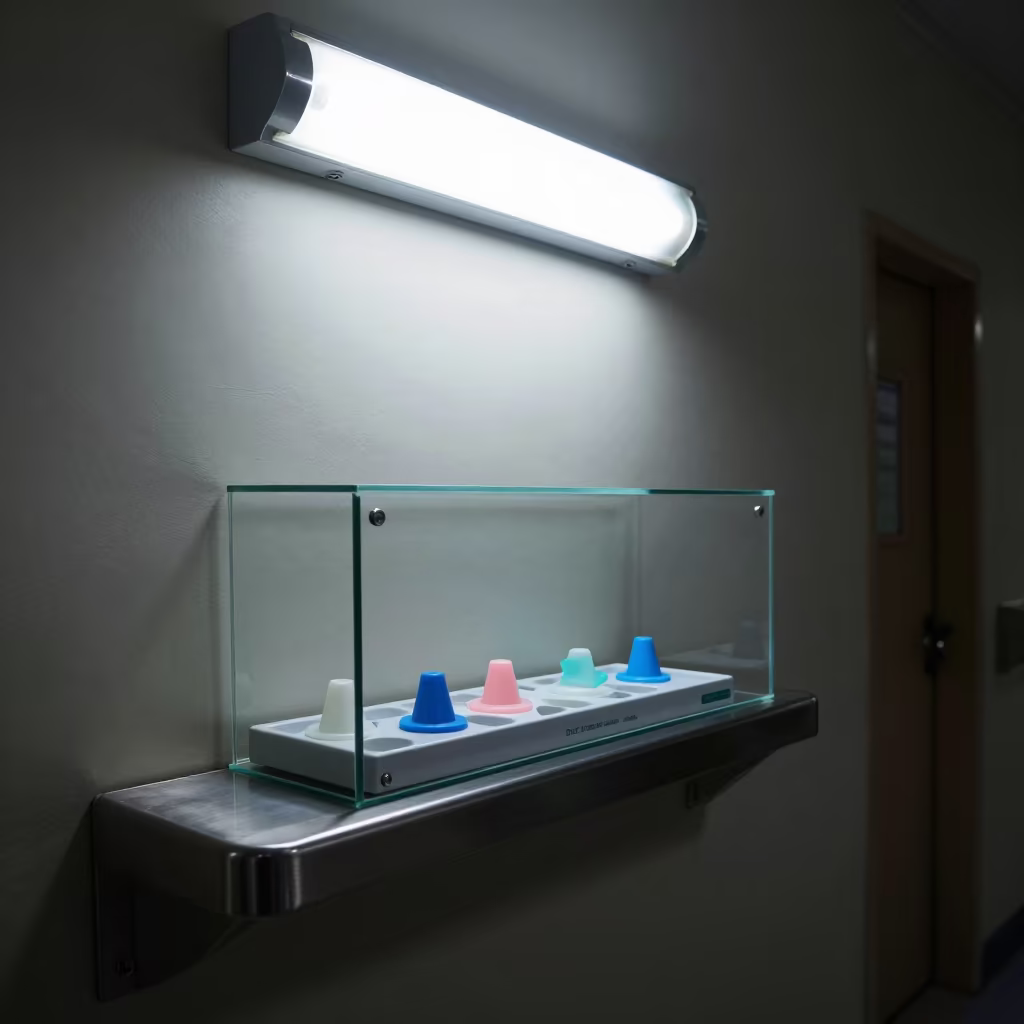 Infant Hearing Screen Probe Caddy Hospital Night in inside a hospital corridor near Kathmandu