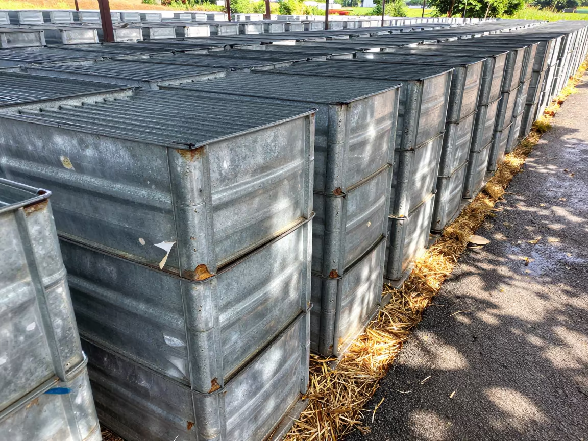 Infinite Crate Grid in Maryland Feedlot Rain in along a feedlot lane in Maryland
